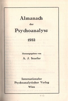 Almanach der Psychoanalyse 1932